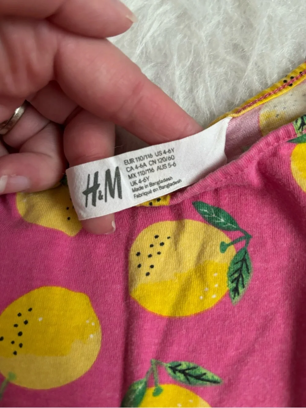 H&M Girls Preppy Colorful Pink Lemon Print Sleeveless Dress - Picture 2 of 4